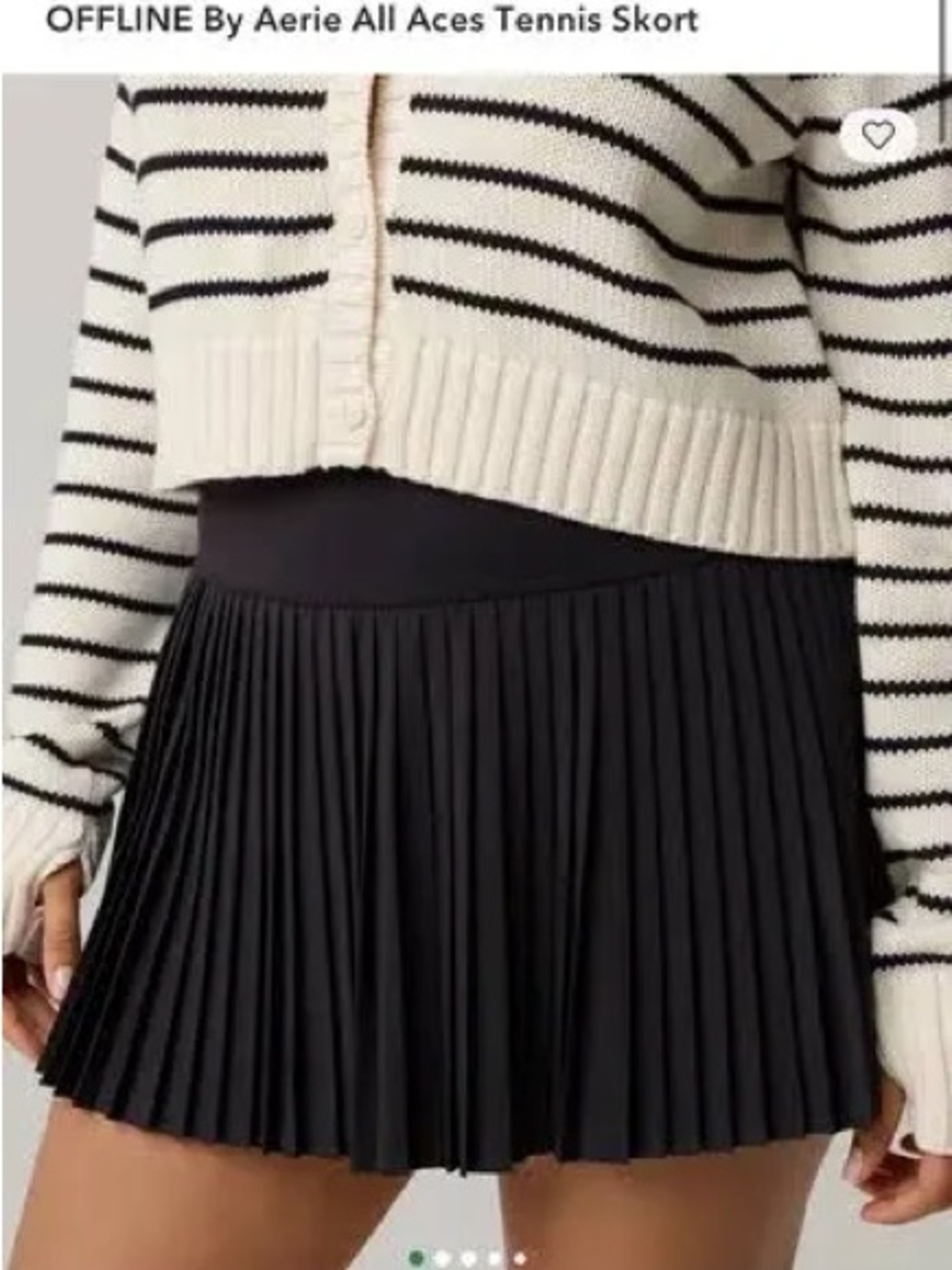 aerie white Pleated Mini Skort with High Waist